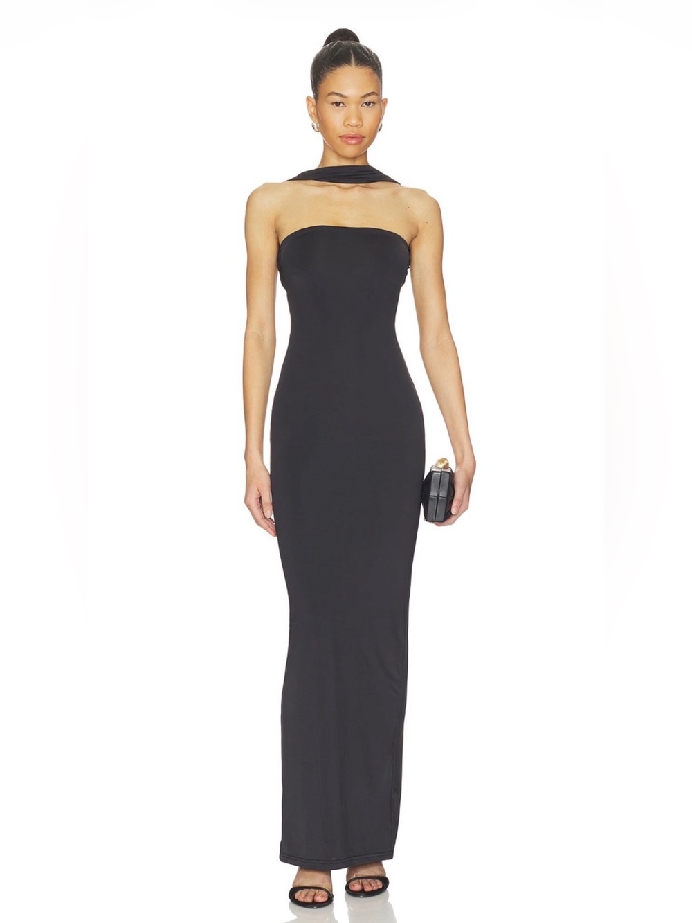 All The Ways Revolve Brissa Black Halter Neck Strapless Maxi Dress Large NWT
